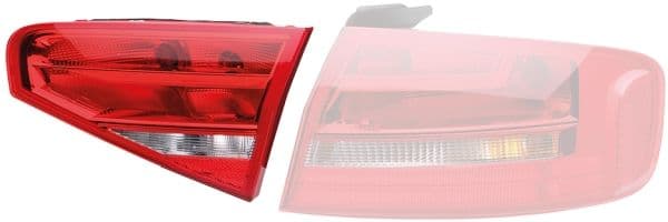 Achterlicht Links (binnen, P21W/W16W, kleur van het glas red/wit, anti-fog licht, achteruitrijlicht) past: AUDI A4 B8 Saloon 11.11-05.16