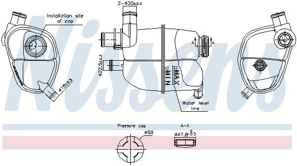 Koelvloeistof expansievat (met stekker) past: SMART CABRIO, CITY-COUPE, CROSSBLADE, FORTWO 07.98-