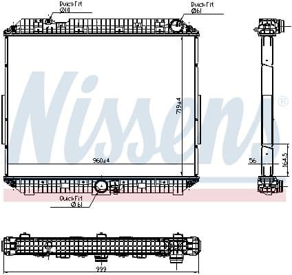 Motorradiator ((en) without frame, hoogte: 715mm) past: MERCEDES ACTROS MP4 / MP5, ANTOS, AROCS 471.943-OM936.916 07.11-