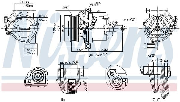 Airconditioning compressor past: RENAULT TWINGO III  SMART FORFOUR, FORTWO 0.9/0.9LPG/1.0 07.14-