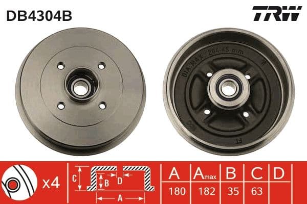 Brake drum Achter past: NISSAN PIXO  OPEL AGILA A  SUZUKI ALTO VI, ALTO VII, IGNIS I, WAGON R, WAGON R+ 1.0-1.3 05.00-
