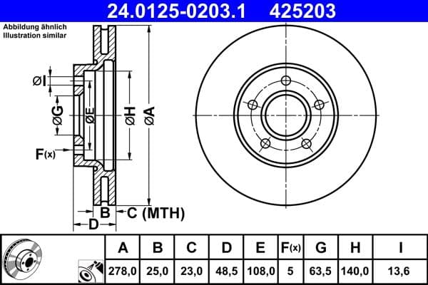 Brake disc Voor Links/Rechts past: VOLVO C30, V40 1.5-2.5 10.06-08.19