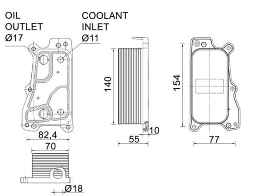 Olie radiator past: MERCEDES C (C204), C (CL203), C T-MODEL (S203), C T-MODEL (S204), C (W203), C (W204), CLC (CL203), CLK (A209), CLK (C209), CLS (C219), E (A207), E (C207) 2.5-5.5 06.04-