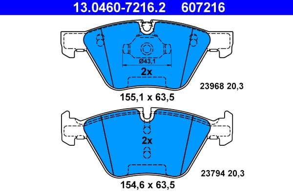 Remblokken set Voor , past: BMW 3 (E90), 3 (E91), 3 (E92), 3 (E93), X1 (E84), Z4 (E89) 1.6-3.0D 12.04-08.16