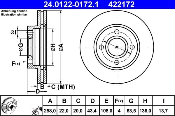 Brake disc Voor Links/Rechts past: FORD FIESTA, FIESTA IV, FIESTA V, FOCUS I, FUSION, KA, PUMA, STREET KA  FORD USA FOCUS ZX3, FOCUS ZX5  MAZDA 121 III, 2 1.0-2.0 08.95-11.13