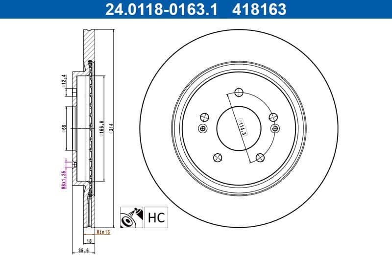 Brake disc Achter Links/Rechts past: HYUNDAI SANTA FE IV 2.0D-3.5 07.18-