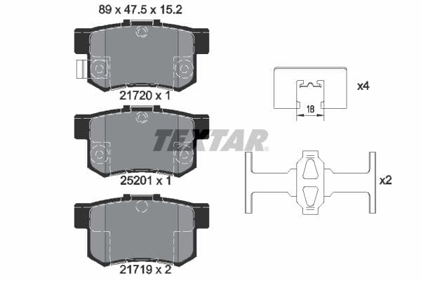 Remblokken set Achter , past: FIAT SEDICI  HONDA CIVIC VII  SUZUKI SWIFT III, SX4 1.3-2.0D 02.01-