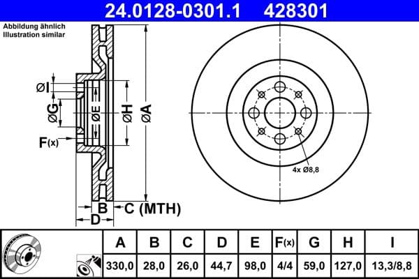 Brake disc Voor Links/Rechts past: LANCIA DELTA III 1.8 01.09-08.14