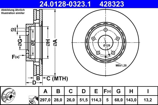 Brake disc Voor Links/Rechts past: MAZDA 6, CX-5, CX-9 2.0-2.5H 11.11-