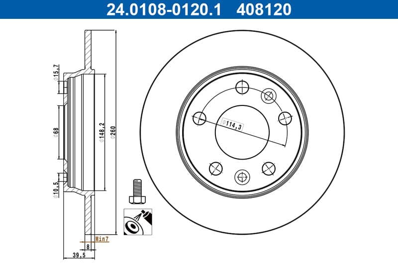 Brake disc Achter Links/Rechts past: RENAULT ZOE Electric 06.12-