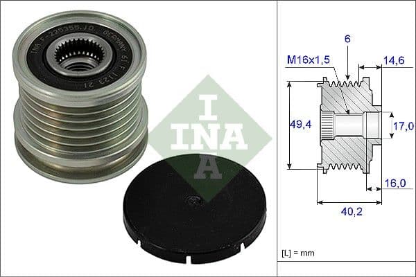Dynamo poelie past: AUDI A3, A4 B5, A4 B6, A4 B7, A6 C5  FORD GALAXY I  SEAT ALHAMBRA, CORDOBA, CORDOBA VARIO, IBIZA II, IBIZA III, INCA, LEON, TOLEDO I, TOLEDO II 1.4-2.5D 05.89-07.18