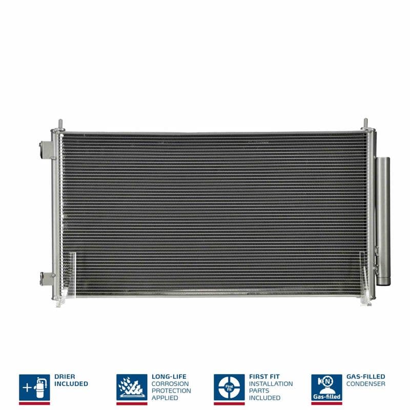 A/C condensator (met droger, (EN) additional fitting elements) past: HONDA CR-V III, CR-V IV 2.0/2.2D/2.4 06.06-12.18
