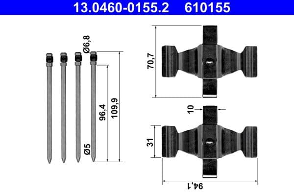 Remblok montagekit achter past: MERCEDES CLS (C219), E (W211), E T-MODEL (S211), SL (R230) 1.8-5.0 03.02-01.12