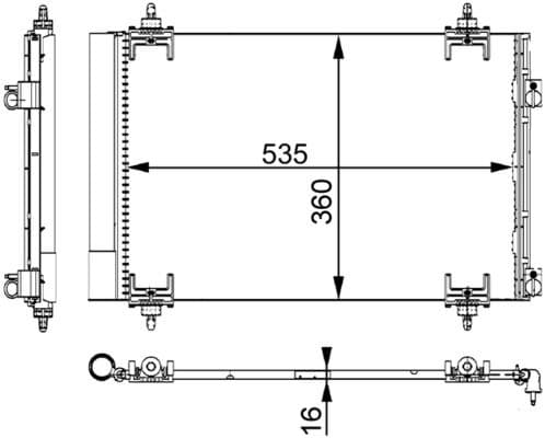 A/C condensator (met droger) past: DS DS 4, DS 5  CITROEN BERLINGO, BERLINGO MULTISPACE, C4, C4 GRAND PICASSO I, C4 I, C4 II, C4 III, C4 PICASSO I, DS4, DS5  PEUGEOT 3008, 3008 I 1.2-Electric 08.00-