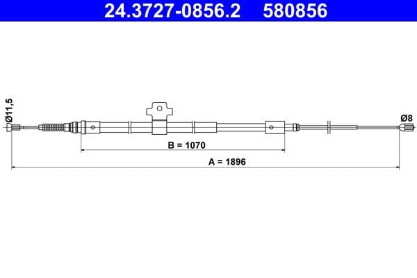 Handremkabel Achter Links (1896mm/1895mm) past: PEUGEOT 308, 308 II 1.2-2.0D 09.13-06.21
