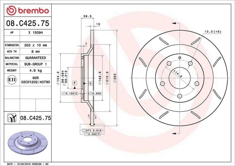 Brake disc Achter Links/Rechts past: BMW 8 (G14, F91)  MAZDA CX-30, CX-5, MX-30 0.8H-Electric 11.11-
