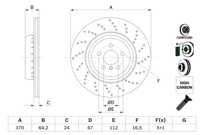 Tweedelige remschijf Achter Rechts past: BMW 5 (G30, F90), 5 (G31), 6 GRAN TURISMO (G32), 7 (G11, G12) 1.6-4.4 07.15-