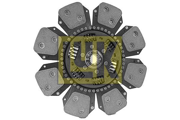 Koppelingsplaat/plaat keramiek (350mm  aantal peddels: 8) past: RENAULT 145-14 RE, 145-14 TA, 145-14 TE, 145-14 TX, 145-54 TA, 145-54 TE, 145-54 TX, 145-54 TZ, 155-54 TA, 155-54 TE, 155-54 TX