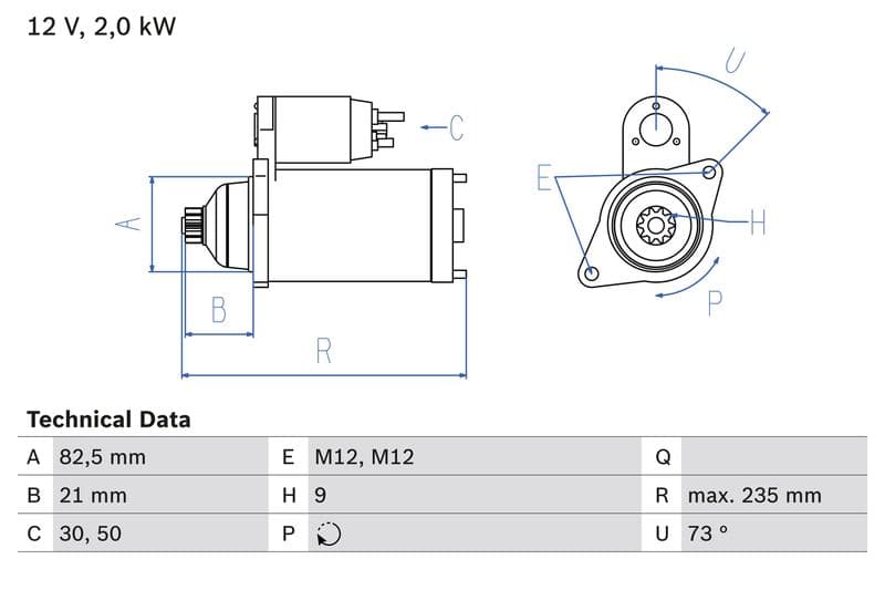 Starter (12V, 2kW, gereviseerd) past: VW CRAFTER 30-35, CRAFTER 30-50 2.5D 04.06-05.13