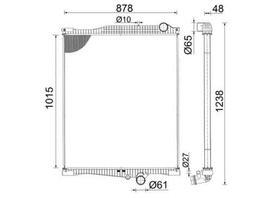 Motorradiator ((en) without frame) past: RVI C, K, T  VOLVO FH, FH II, FH III, FH16, FH16 II, FH16 III D13A380-G13C460 01.03-