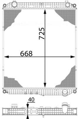 Motorradiator ((en) without frame) past: MERCEDES ATEGO 3 OM934.911/OM934.913/OM936.910 04.13-
