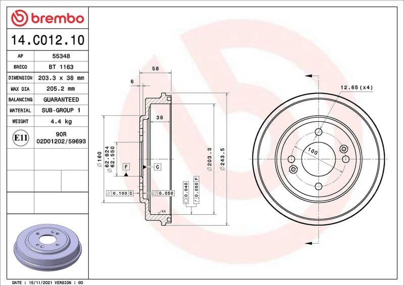 Brake drum Achter past: HYUNDAI GETZ 1.1-1.6 09.02-12.10