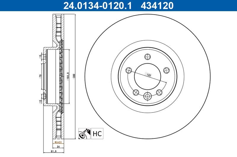 Brake disc Voor Links/Rechts past: LAND ROVER RANGE ROVER IV, RANGE ROVER SPORT I, RANGE ROVER SPORT II 2.0-5.0 04.09-03.22