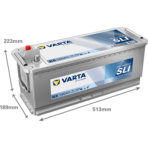 Batterij 12V 140Ah/800A (EN) PROMOTIVE SLI (L+) 513x189x223 B03 - montageflens 10,5 mm (Beginnen)