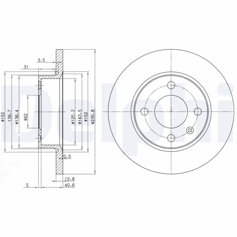 Remschijf set (2 stuks) Voor Links/Rechts past: SKODA FAVORIT, FAVORIT FORMAN, FELICIA CUBE, FELICIA I, FELICIA II  VW CADDY II 1.3/1.6/1.9D 01.89-04.02