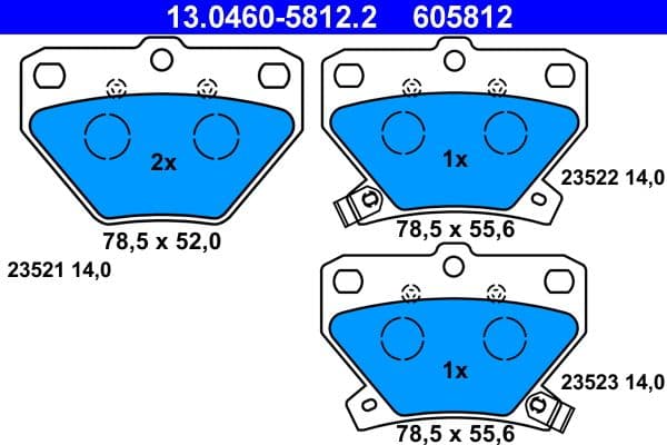Remblokken set Achter , past: PONTIAC VIBE  TOYOTA CELICA, COROLLA, COROLLA VERSO, IST, MATRIX, PRIUS, YARIS, YARIS VERSO 1.0-2.0D 04.99-12.09