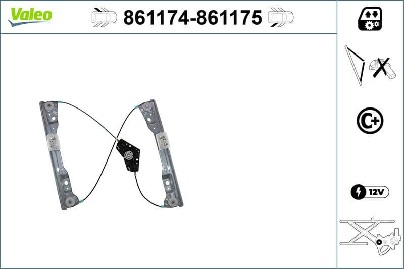 Raamregelaar Achter Links (elektrisch, zonder motor) past: LEXUS RX 12.08-08.15