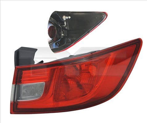Achterlicht Rechts (extern, P21W, kleur indicator wit, kleur van het glas red) past: RENAULT CLIO IV Ph I Hatchback 11.12-06.16