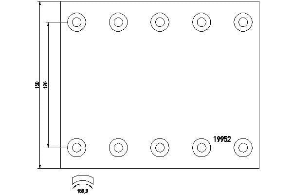 Brake shoe lining (360x160. basis, (EN) does not contain rivets) past: BPW KH, KM, KR 01.85-