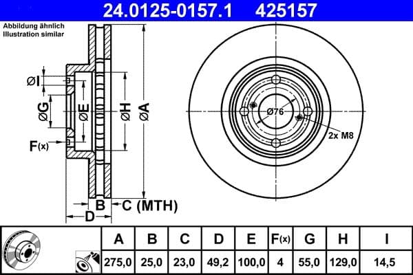 Brake disc Voor Links/Rechts past: TOYOTA COROLLA 1.4D/1.8/2.0D 11.01-12.07