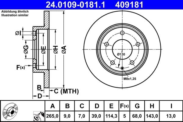 Brake disc Achter Links/Rechts past: MAZDA 3, CX-3, CX-30 1.5-2.2D 07.13-
