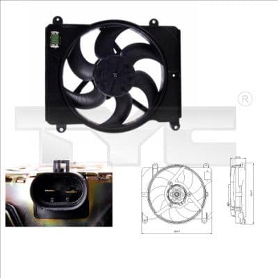 Radiatorventilator (met huisvesting) past: FIAT PUNTO  LANCIA Y  RENAULT TRAFIC 1.1-2.1D 09.93-09.03