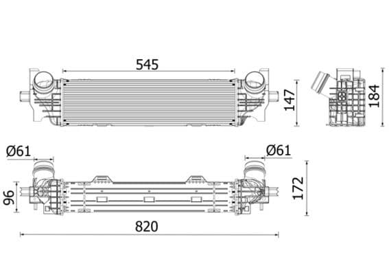 Toevoerluchtkoeler past: BMW 5 (G30, F90), 5 (G31), 6 GRAN TURISMO (G32), 7 (G11, G12) 2.0-3.0DH 07.15-