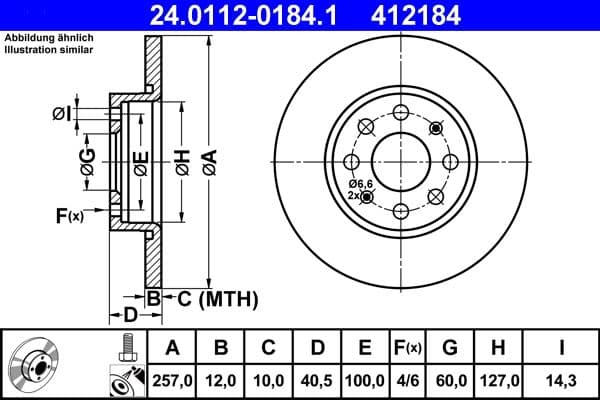 Brake disc Voor Links/Rechts past: FIAT GRANDE PUNTO  OPEL CORSA D 1.0/1.2/1.4 06.05-