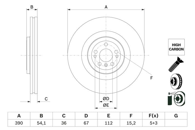 Brake disc Voor Links/Rechts past: MERCEDES GL (X166), GLE (C292), GLE (W166), GLS (X166), M (W166) 3.0-5.5 11.11-10.19