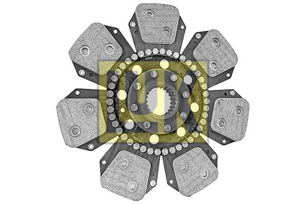 Koppelingsplaat/plaat keramiek (330mm  aantal peddels: 7) past: MASSEY FERGUSON 3050, 3050 TURBO, 3055, 3060, 3060E, 3065, 3065 PANORAMA, 3070, 3070E, 3075, 3080, 3085, 3090, 3095, 3115, 3120