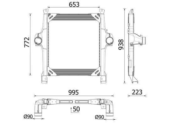 Toevoerluchtkoeler past: IVECO TRAKKER I F3BE0681G/F3BEE681G 10.04-12.12