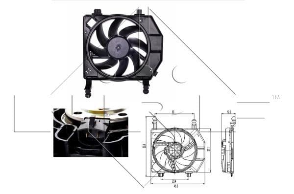 Radiatorventilator (met huisvesting) past: FORD COURIER, FIESTA, FIESTA IV 1.8D 08.95-08.03