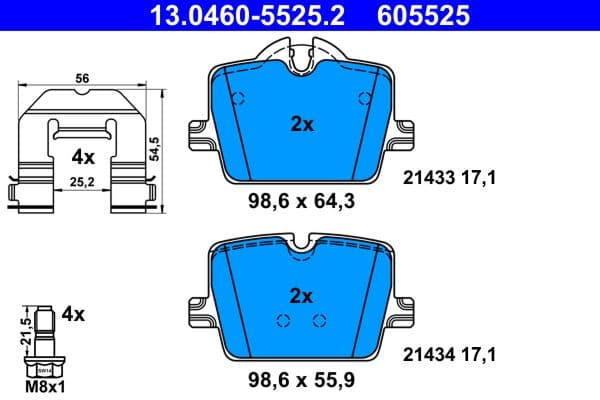 Remblokken set Achter , past: BMW 2 (G42, G87), 3 (G20, G80, G28), 3 (G21), 3 (G21, G81), 4 (G22, G82), 4 (G23, G83), 4 GRAN COUPE (G26), Z4 (G29)  TOYOTA SUPRA 2.0-Electric 11.18-