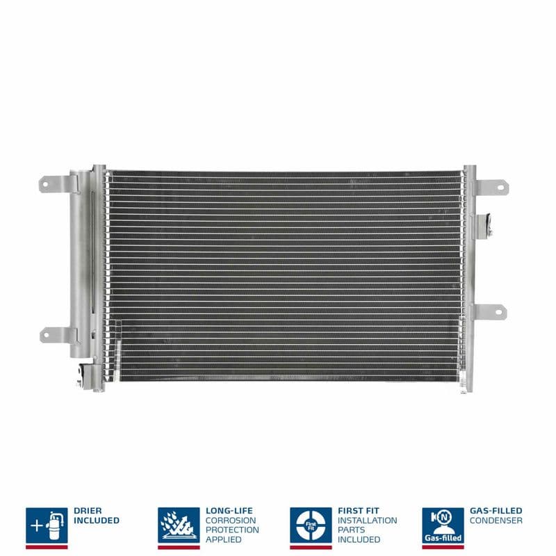 A/C condensator (met droger, (EN) additional fitting elements) past: IVECO DAILY III, DAILY IV 2.3D-3.0D 07.99-08.11