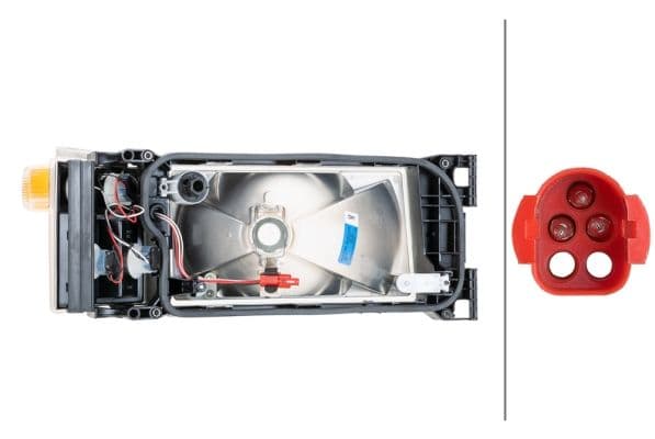Koplamp Links (H4/P21W/R5W, elektrisch, zonder motor, kleur invoegen: zilver, kleur indicator: geel) past: SCANIA 4, G I, P I, R I, T 05.95-05.19