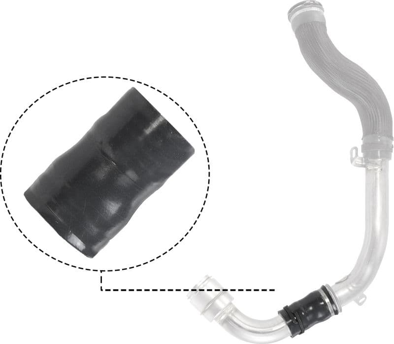 Intercooler slang Rechts (Achter/Top, diameter 47/57,5mm, lengte 340mm, zwart) past: RENAULT KANGOO EXPRESS, KANGOO II, MEGANE II, MEGANE III, SCENIC II 1.5D 09.02-