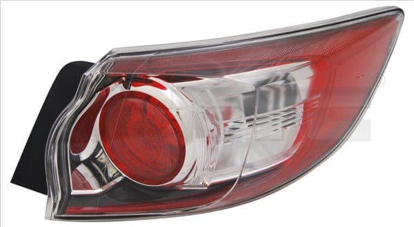 Achterlicht Links (extern, kleur indicator wit, kleur van het glas red) past: MAZDA 3 BL Hatchback 12.08-09.13
