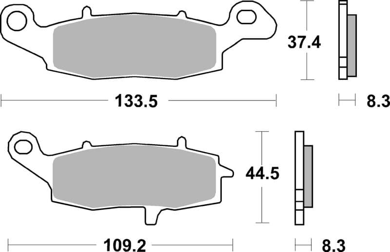 Brake pads Voor, beoogd gebruik: route, materiaal: sinter-LA, 37,4/44,5x133,5x8,3mm past: KAWASAKI ER-6F, ER-6N, KLE, KLR, VN, Z, ZR, ZR-7  SUZUKI DL, GSF, GSX, RV, SV, VL 200-1600 1996-2016