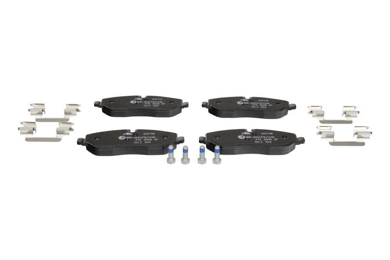 Remblokken set Voor (met extra's  met remklauw geleidingsbouten), past: LAND ROVER DISCOVERY III, DISCOVERY IV, RANGE ROVER III, RANGE ROVER SPORT I 2.7D-4.4 03.02-12.18