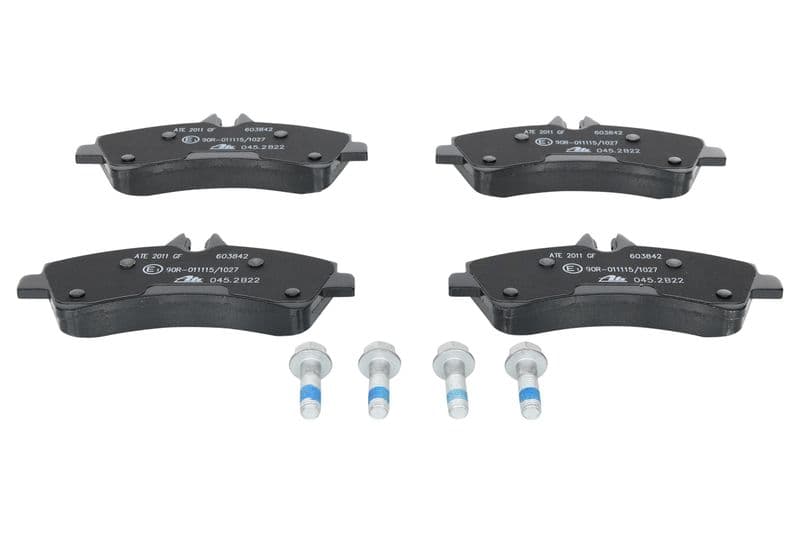 Remblokken set Achter (met remklauw geleidingsbouten), past: MERCEDES SPRINTER 4,6-T (B906), SPRINTER 5-T (B906)  VW CRAFTER 30-35, CRAFTER 30-50 1.8-3.5 04.06-12.19